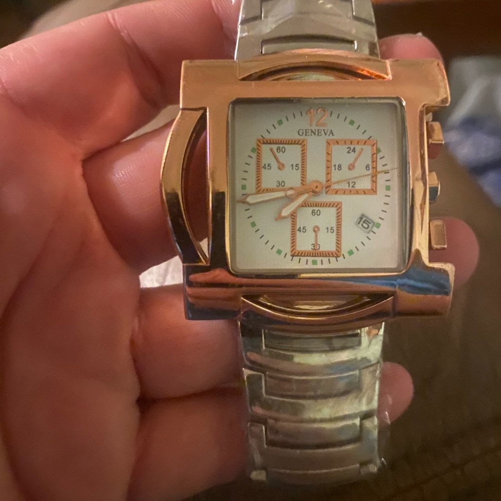 Geneva Two-Tone Square Face Watch